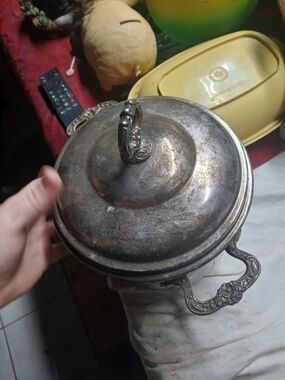VTG Sheridan Silver Plated EP Brass Ice Bucket Insulated Milk Glass Insert & Lid